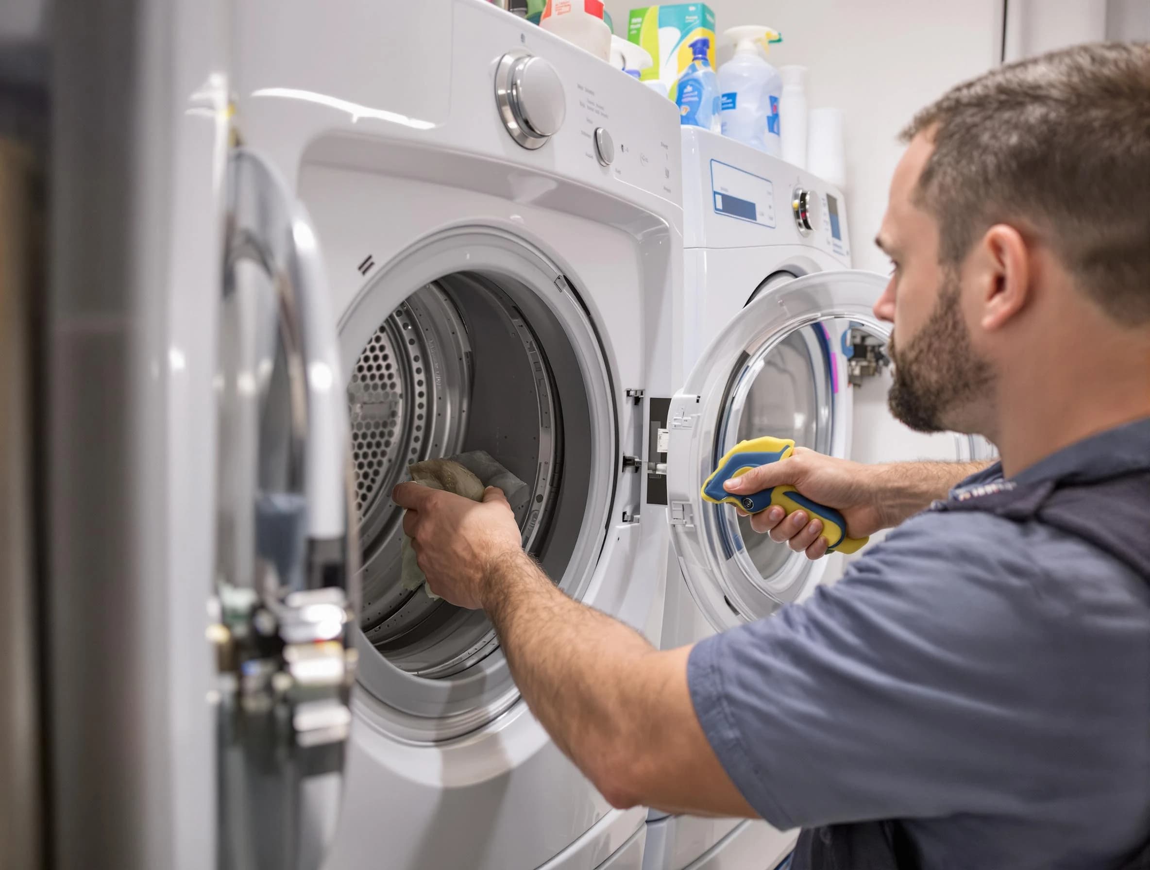Chandler Dryer Vent Cleaning specialist removing lint buildup from a dryer lint trap system in Chandler