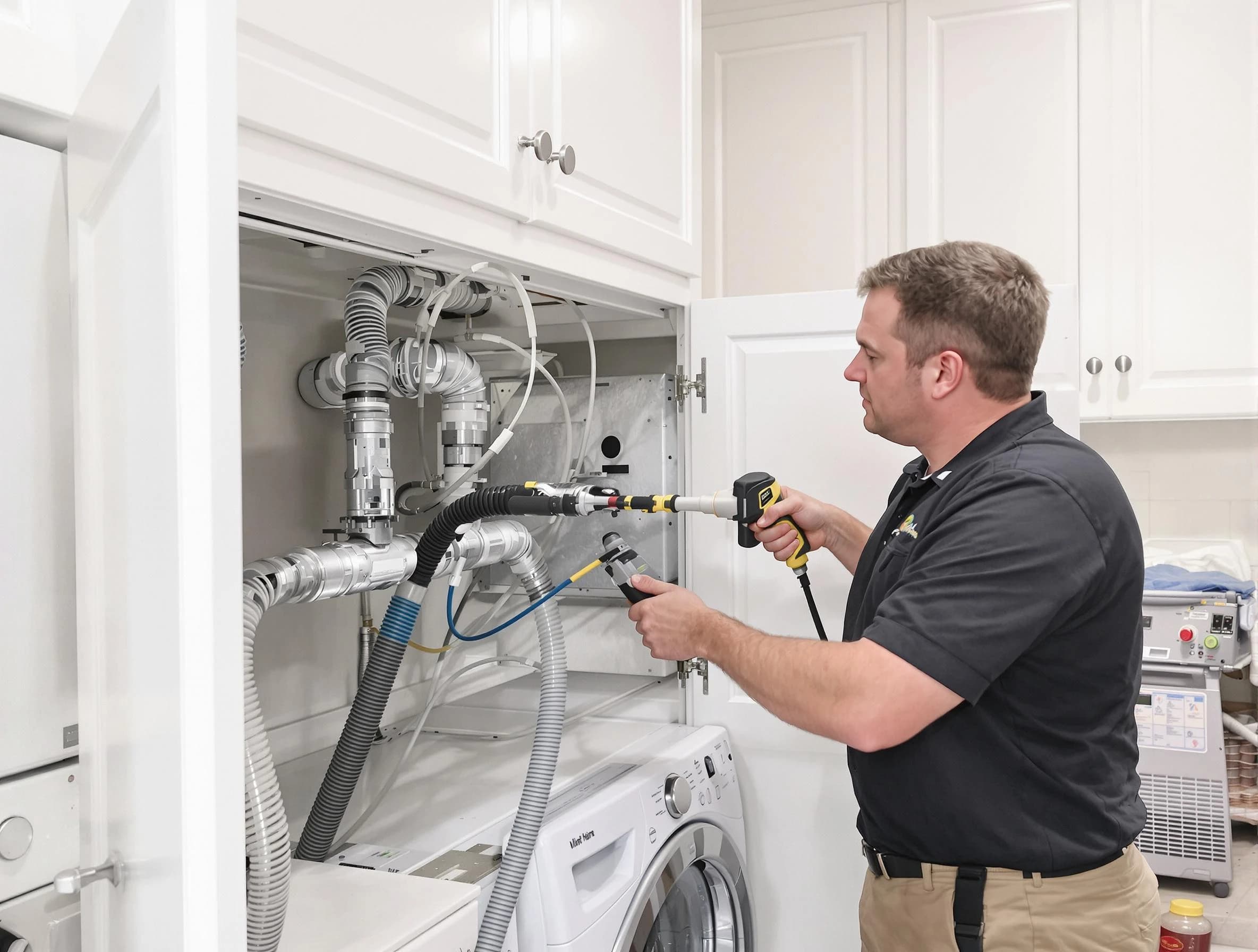 Chandler Dryer Vent Cleaning professional removing severe blockage from a clogged dryer vent in Chandler