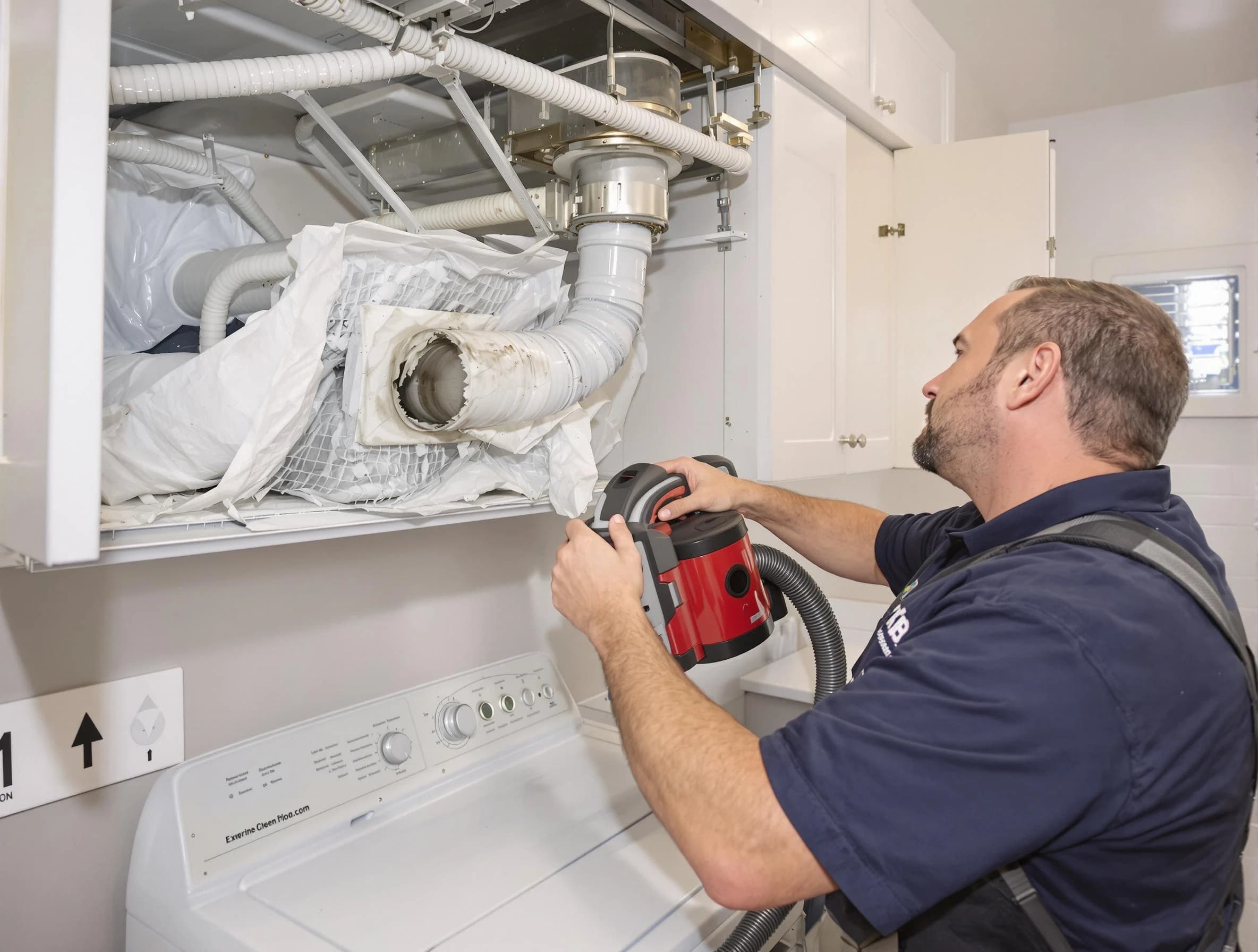 Chandler Dryer Vent Cleaning technician performing professional exhaust vent cleaning at a residential property in Chandler