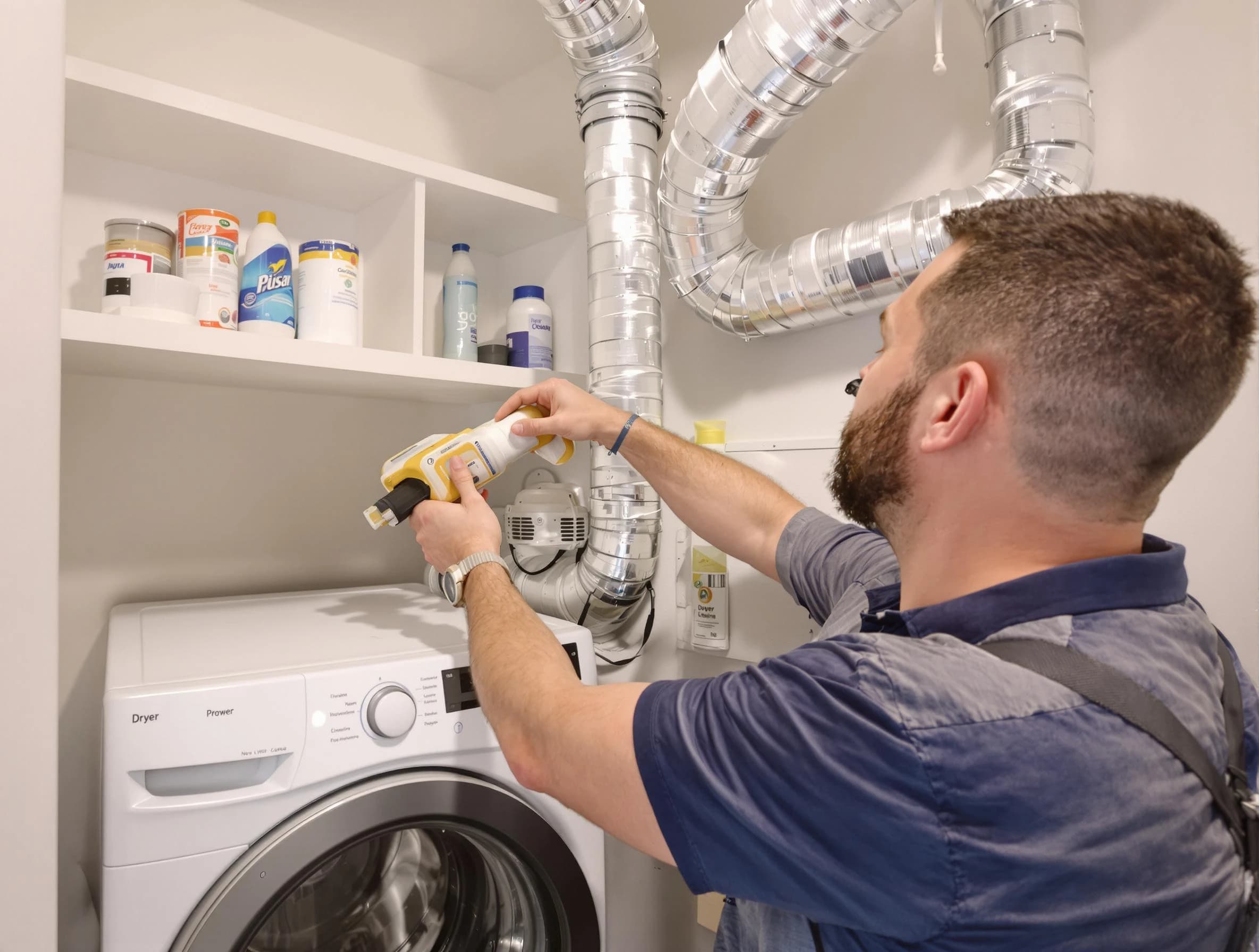 Chandler Dryer Vent Cleaning technician performing dryer vent cleaning at a home in Chandler