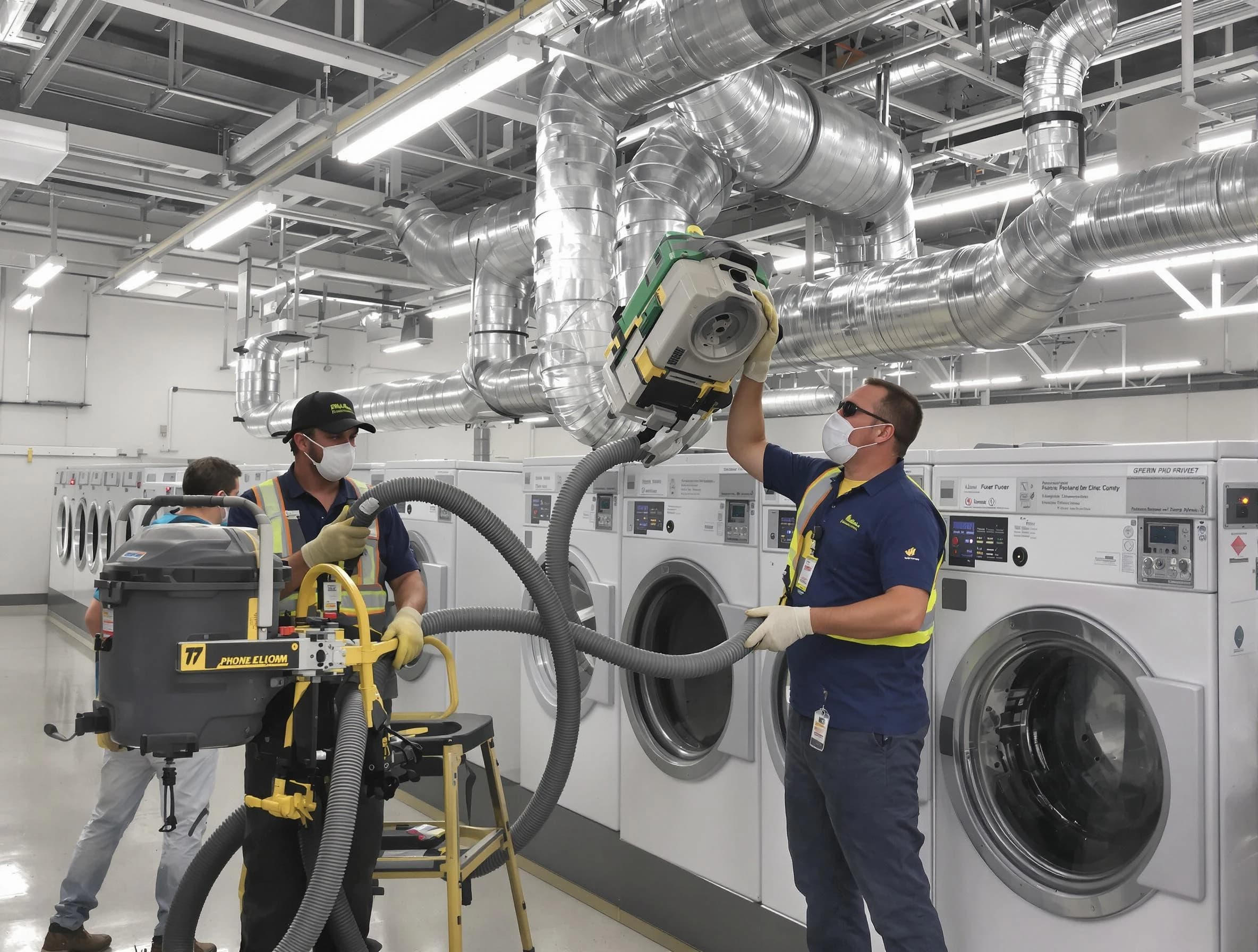 Chandler Dryer Vent Cleaning team cleaning large-scale industrial dryer vent systems at a facility in Chandler