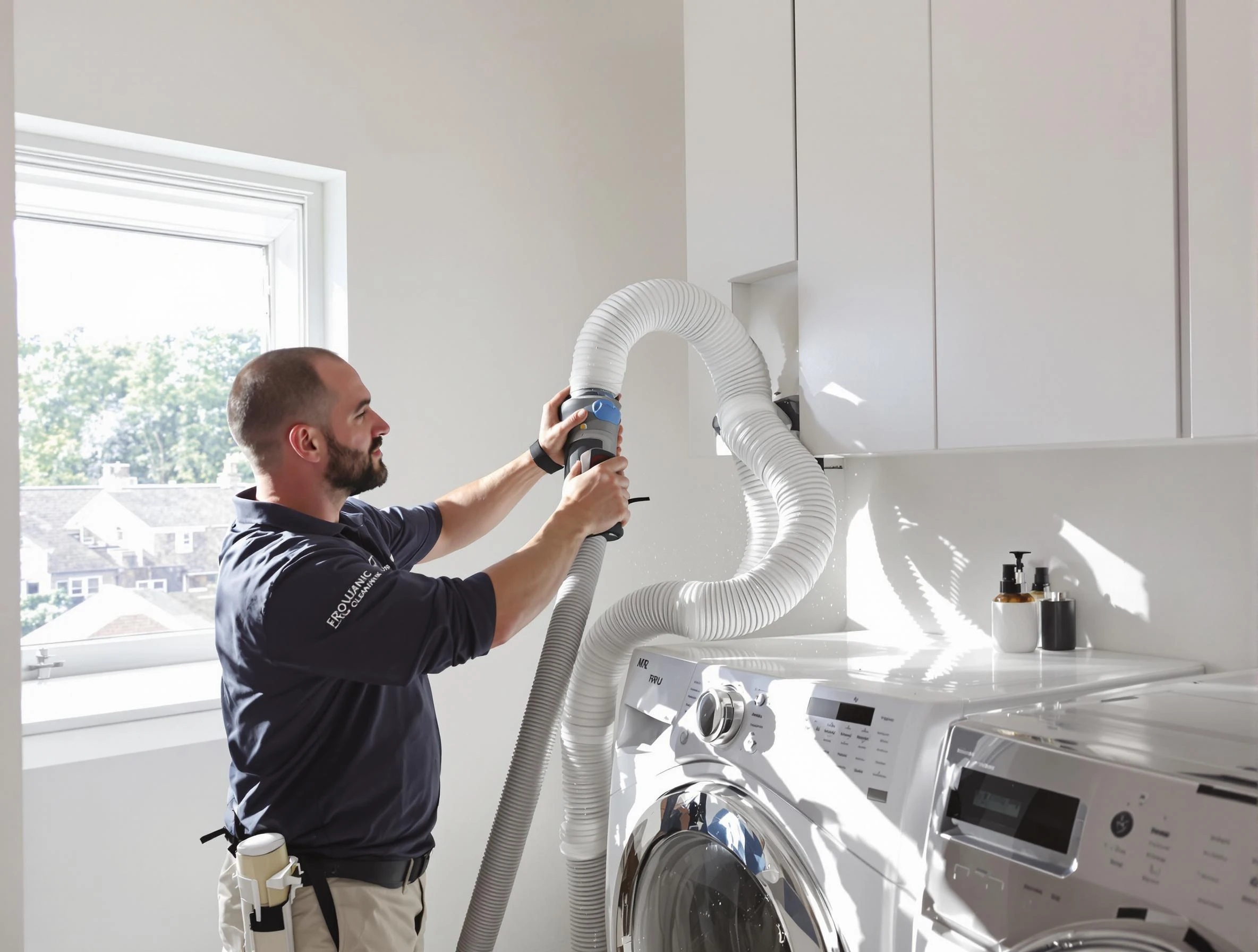 Certified Chandler Dryer Vent Cleaning technician performing dryer vent cleaning in Chandler